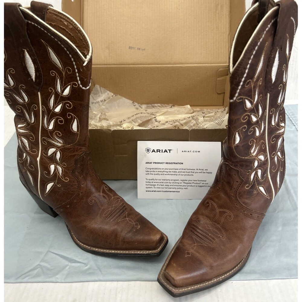 Ariat Sonora Bitterwater Embroidered Leather Western Boots Sz 8 B
